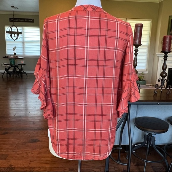 NWT $79 Vince Camuto Women’s Plaid Ruffle Sleeve Shift Size XS Apple Red - Picture 8 of 16